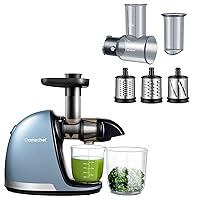 AMZCHEF Slow Masticating Juicer Bundled with Slicer Shredder Attachments, Cold Press Juicer With Silent Motor and Reverse Function,3 Interchangeable blades for Juicing and Shredding Cheese