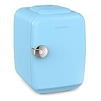 CROWNFUL Mini Fridge, 4 Liter/6 Can Portable Cooler and Warmer Personal Fridge for Skin Care, Cosmetics, Food,Great for Bedroom, Office, Car, Dorm, ETL Listed (Blue)