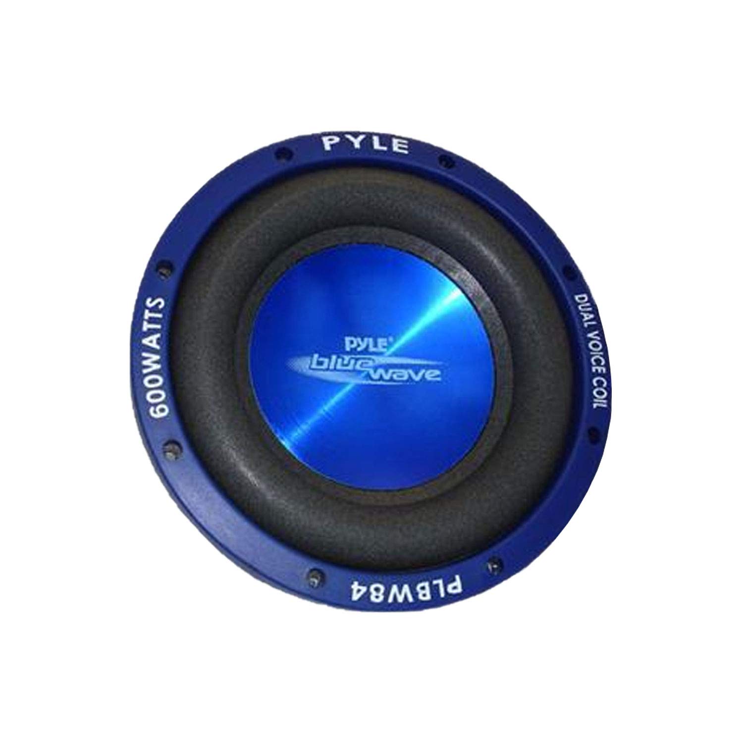 Pyle Car Vehicle Subwoofer Audio Speaker - 8 Inch Blue Injection Molded Cone, Blue Chrome-Plated Plastic Basket, Dual Voice Coil 4 Ohm Impedance, 600 Watt Power, Vehicle Stereo Sound System PLBW84