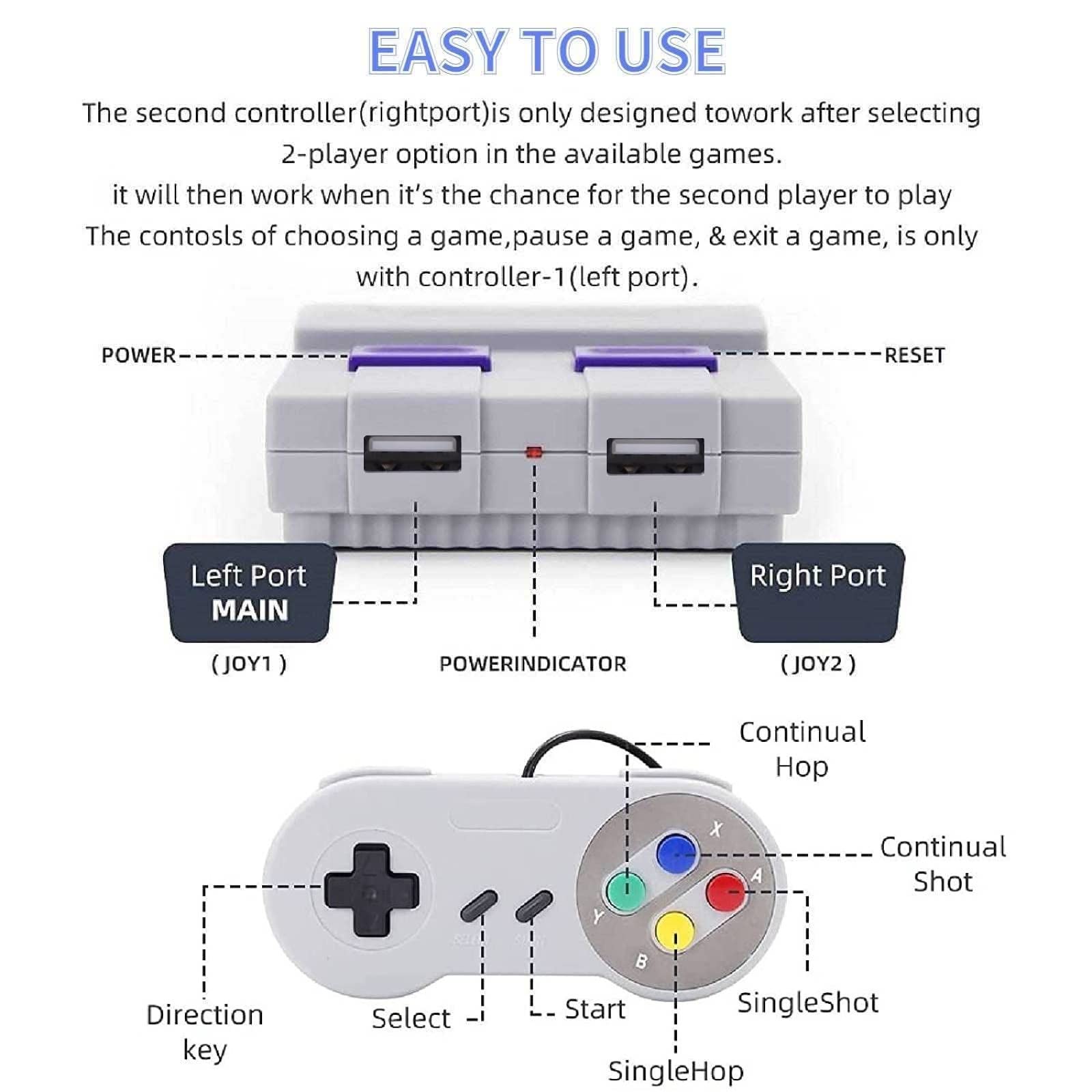 Retro Game Console, Classic Mini Game System, Built-in 800+ Classic Games, 2 Classic Controllers, AV Output Plug and Play, is a Gift for Adults and Children