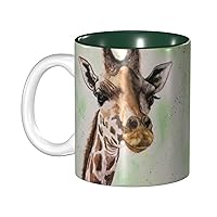 Watercolor Baby Giraffe Print Ceramic Coffee Mugs Tea Cup 11.5 Oz Handmade Cup Camper Mug For Men Women