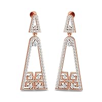 1.69 Ctw Natural Diamond With 18K White/Yellow/Rose Gold Luxury Triangle Design Drop Style Earrings With VVS Certificate