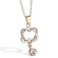 Fashion Platinum Heart Necklace Double Heart Twine Heart-To-Heart Pendant Clavicle Chain Jewelry