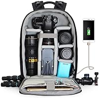 CADeN Camera Backpack Professional DSLR Bag with USB Charging Port Rain Cover, Photography Laptop Backpack for Women Men