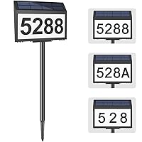 Solar House Numbers for Outside Light up, LED Illuminated Home Number Address Sign Plaque Waterproof for Yard, Wall-Mounted or Floor-Plugged- Black