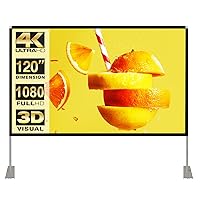 Projector Screen with Stand 120 inch 16:9 HD 4K Outdoor Indoor Projection Screen for Home Theater 3D Fast-Folding Projector Screen with Stand Legs and Carry Bag Projection Movie Wrinkle-Free…