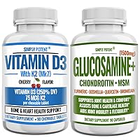 Vitamin D3 with K2 + Glucosamine with Chondroitin Supplements Bundle