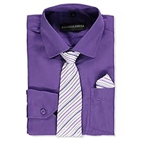 Kids World Boys' Dress Shirt & Tie (Patterns May Vary) - Purple, 8