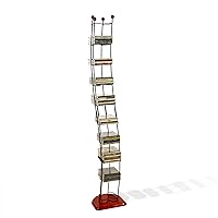 Atlantic Wave Wire CD Tower - Hold 110 CDs in Steel and Black Cherry Wood, Red (Updated)