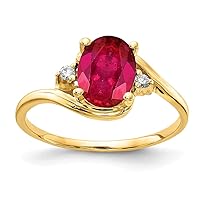 Solid 14k Yellow Gold 8x6mm Oval Ruby Diamond Engagement Ring (.034 cttw.)
