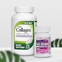 HealthA2Z® Super Savings Bundle Deal - Gas Relief Simethicone 250mg (200 Softgels) & Multi Collagen Pills, 1735 mg (270 Collagen Capsules)