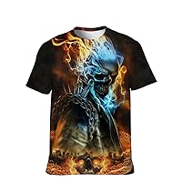 Mens Cool-Novelty T-Shirt Graphic-Tees Funny-Vintage Short-Sleeve Jiuce Hip-Hop: Flame Skull Teens Stylish Workout Gift