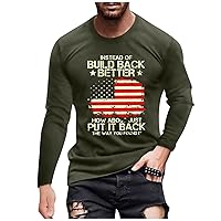 Long Sleeve Shirts for Men American Flag Print T Shirt Casual Summer Tee Tops Trendy Lightweight Graphic Shirts