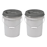 5 Gallon / 21 Pound Pet Food Storage Container, Pack of 2 with Metal Handle and Airtight Lid to Lock in Freshness, Light Grey Base & Dark Grey Lid