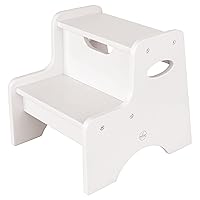 KidKraft Wooden Two-Step Children's Stool with Handles - White