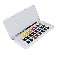  Winsor & Newton Cotman Watercolor Paint Set, 12 Half Pan w/  Water Brush Pen and Mixing Palette