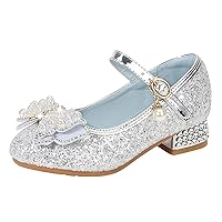 Cat And Sandals Girls Toddler Little Kid Girls Dress Pumps Glitter Sequins Princess Bowknot Low Summer Sandals for Girls