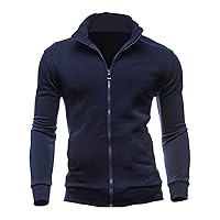 Zip Up Sweatshirt For Men Long Sleeve Stand Collar Workout Jacket Basic Lightweiht Outdoor Athletic Sweatshirts