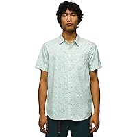 prAna Lost Sol Printed Short Sleeve Shirt Standard Fit Chalk Sharkstooth MD