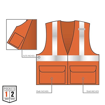 Ergodyne GloWear 8220Z High Visibility Reflective Safety Vest, ANSI Rated, Zipper Closure