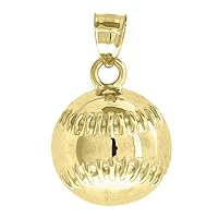 10k Yellow Gold Mens Baseball Sports Charm Pendant Necklace Measures 20.4x13.80mm Wide Jewelry for Men