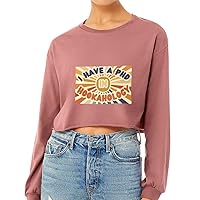 I Have a Phd in Hookahology Cropped Long Sleeve T-Shirt Hookah Lover Gifts for Women