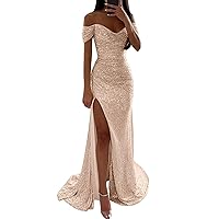 Split Dress for Women Summer Western Wedding Dresses Casual Trendy Boat Neck Sequin Quinceanera Cocktail 2024 Prom