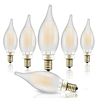 Hizashi Frosted Candelabra Light Bulbs 60 watt LED Dimmable, E12 Candelabra Bulb 2700K Soft White, Flame Tip CA11, Chandelier Light Bulbs 90+CRI, 550LM, UL Listed, 6 Pack