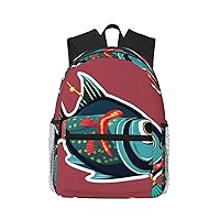 Lightweight Laptop Backpack,Casual Daypack Travel Backpack Bookbag Work Bag for Men and Women-Fish with a Lure