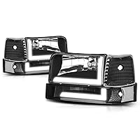 PM PERFORMOTOR LED DRL Black Dual LED DRL Running Light Bar Headlights Replacement Compatible with 92-96 F150 / F250 / F350 / 92-96 Bronco, PMHL-F150-9296-6P-LB-BC