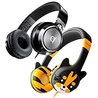 ARTIX CL750 Foldable Noise Isolating On Ear Headphones & Kidrox Tiger-Ear Kids Headphones Boys/Girls