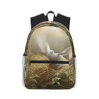 Grass And Dove Print Backpack For Women Men, Laptop Bookbag,Lightweight Casual Travel Daypack
