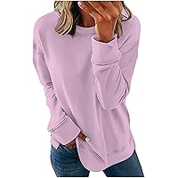 XHRBSI Concert Outfits for Women Women's T-Shirt Fashion Casual Regular Round Neck Solid Color Long Sleeve Top