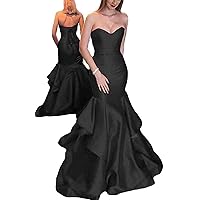 MllesReve Womens Mermaid Prom Dress Long Satin Evening Gown with Ruffles