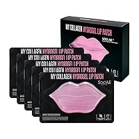 Soo'ae My Collagen Hydrogel Lip Patch - 5 Pcs True Real Collagen Patch for Lips Anti-Oxidant berry extracts Firming Cute Fun Lip Mask Great Before Make-Up Moisturizing Soo Ae Sooae Made In Korea