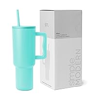 Simple Modern 40 oz Tumbler with Handle and Straw Lid | Insulated Cup Reusable Stainless Steel Water Bottle Travel Mug Cupholder Friendly | Gifts for Women Men Him Her | Trek Collection | Ocean Water