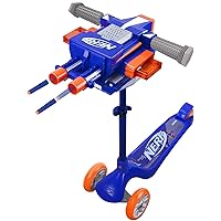 Kick Scooter for Kids, Dual Barrel Blaster Fires Up to 40 Feet, Supports Up to 150lbs, Rear Brake, Sturdy Steel Frame, Wide Surface Textured Molded Deck, Outdoor Activities for Boys/Girls