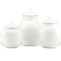 Lenox Opal Innocence Carved 3-Piece Canister Set, 6.00 LB, White