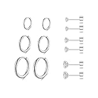 316L Surgical Stainless Steel Huggie Hoop Earrings 6mm 8mm 10mm 11mm 12mm 14mm Hypoallergenic Earrings Hoop Cartilage Helix Lobes Hinged Sleeper Earrings For Men Women Girls