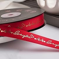 Custom Printed Ribbons，Custom Ribbons Personalized Awards，Green Ribbon for Gift Wrapping，White and Gold Ribbon for Gift Wrapping，Bling Ribbon Roll (Red Ribbon,38mm)