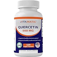 Vitamatic Quercetin 500 mg, 120 Vegetarian Capsules (Non-GMO, Gluten Free, Vegan) - Supports Cardiovascular Health