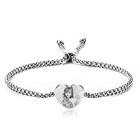 Personalized Bracelet for Women Heart Charm Custom Name/Initial Birthstone Stainless Steel Chain Adjustable Cute Bracelet Birthday Gift Friendship Bracelets