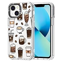 MOSNOVO for iPhone 13 Case, [Buffertech 6.6 ft Drop Impact] [Anti Peel Off] Clear Shockproof TPU Protective Bumper Phone Cases Cover with Coffee Design for iPhone 13