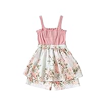 Kids Baby Children's Clothes Europe And America Girls Summer Print Lace Printed Jumpsuit Pocket Swing Dress