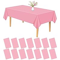 PLULON 15Pcs Pink Tablecloth Plastic Table Cover 54 x 108 Inch Rectangle Table Cloth for Birthday Baby Shower Wedding Party Home Kitchen Dining Table Decorations