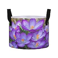 Spring Purple Crocus Flowers Grow Bags 10 Gallon Fabric Pots with Handles Heavy Duty Pots for Plants Nonwoven Fabric Pots Thickened Plant Grow Bag for Tomato Garden Fruits Vagetables Flowers