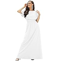 KOH KOH Womens Split Sleeves Smocked Elegant Cocktail Long Maxi Dress