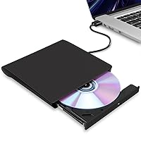 External CD/DVD Drive for Laptop, USB 3.0 Ultra-Slim Portable Burner Writer Compatible with Mac MacBook Pro/Air iMac Desktop Windows 7/8/10/XP/Vista(Black)