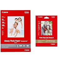 2 Pack, 200 Sheets Canon 4x6 Photo Paper Plus Glossy II 1432C006 