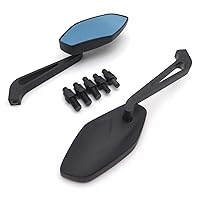 HTTMT MT400-009- Motorcycle Black mirrors Compatible with most motorcycle with 8mm or 10mm clockwise Screw Bolt Suzuki Kawasaki Yamaha Harley handlebar mount